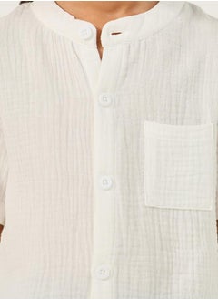 Styli Mandarin Collar Shirt and Shorts Set  - Image 3