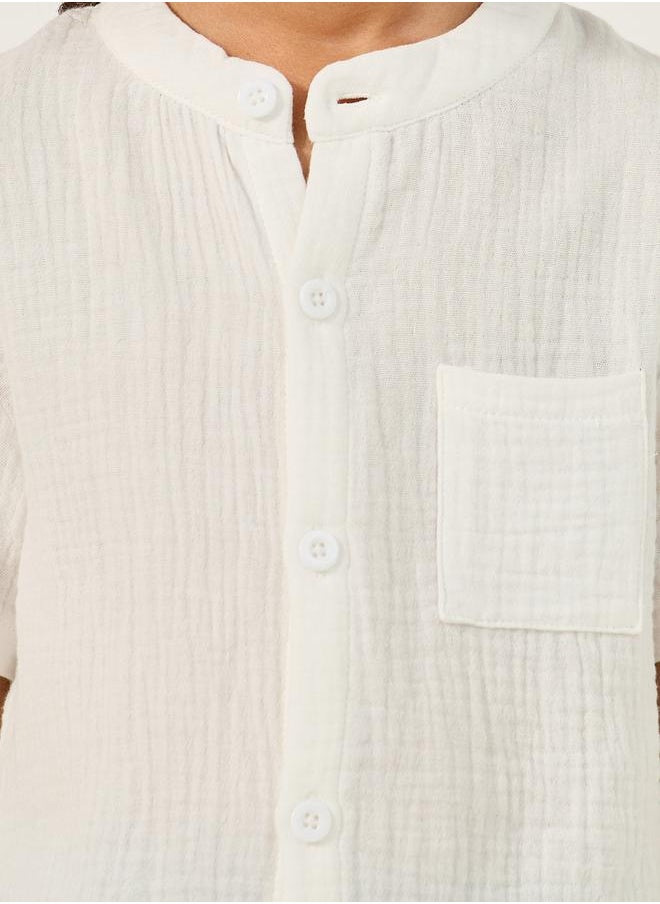 Styli Mandarin Collar Shirt and Shorts Set  - Image 3