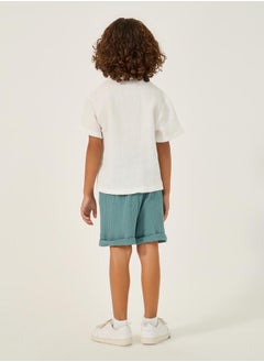 Styli Mandarin Collar Shirt and Shorts Set  - Image 5