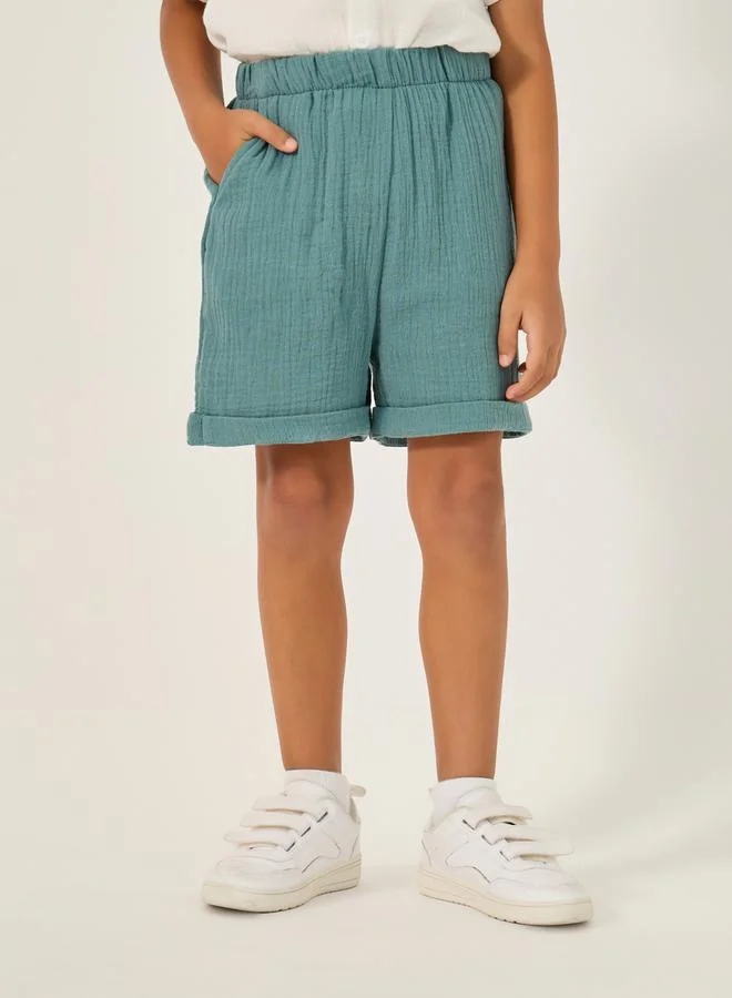 Styli Mandarin Collar Shirt and Shorts Set