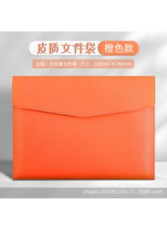 Generic Customizable A4 Business Office File Folder High-End Leather Document Bag With Logo Printing Option Storage Capacity Orange-a4 nappa pattern-fan bag 