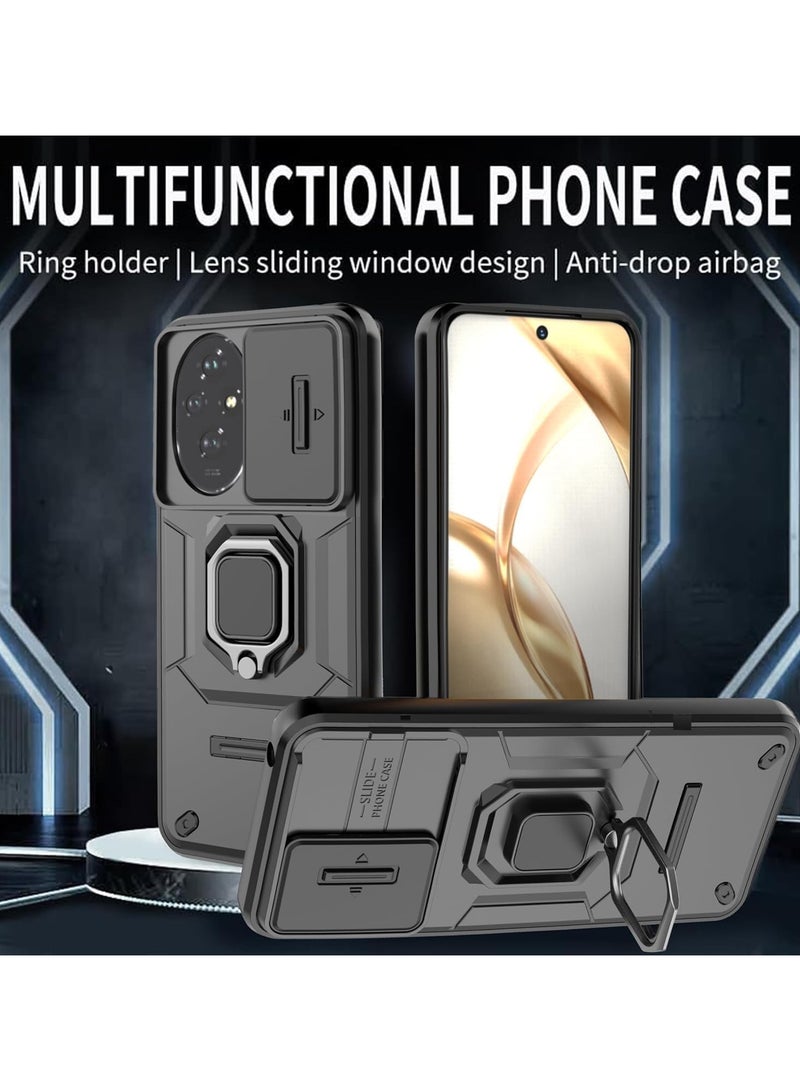 عام المجد 200 5G حالة الهاتف المحمول ، مع فيلم حماية الشاشة ، المدمج في انزلاق الكاميرا حامي ، حامي العسكرية الثقيلة حالة الهاتف المحمول - أسود - Image 2