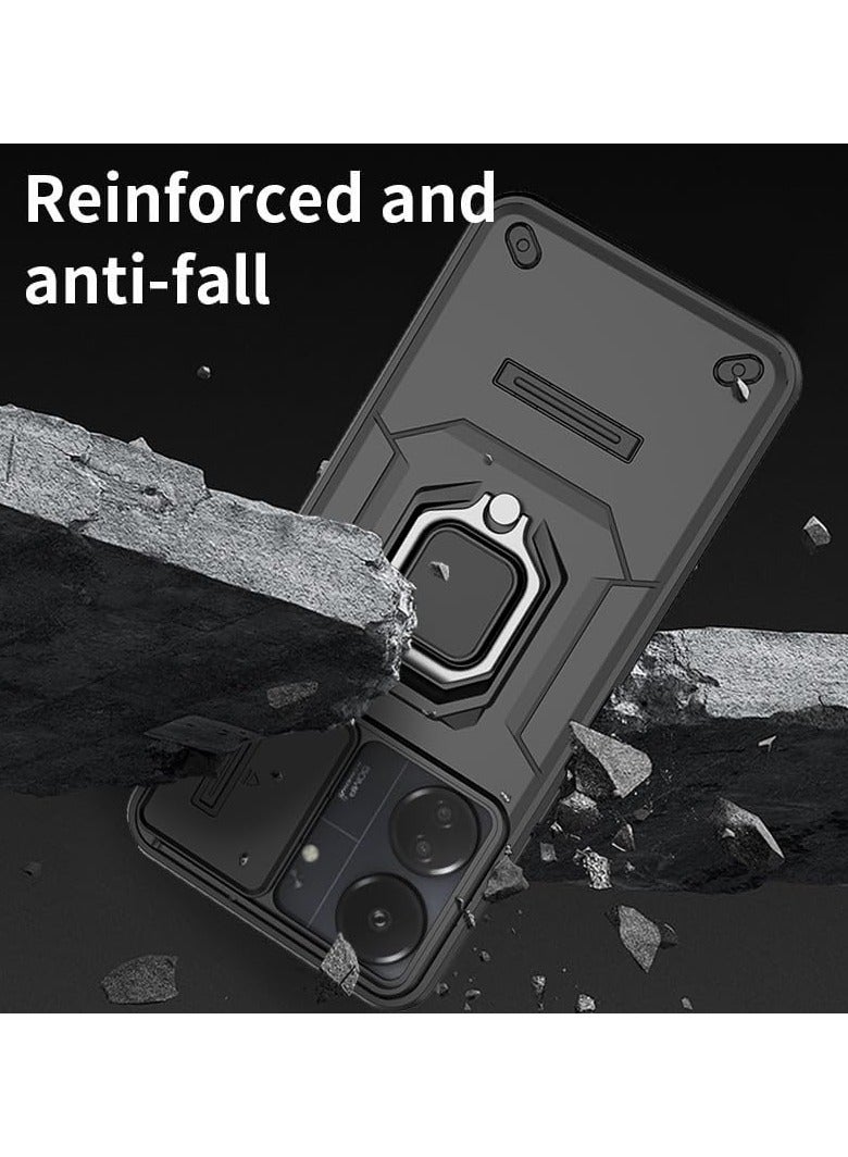 عام المجد 200 5G حالة الهاتف المحمول ، مع فيلم حماية الشاشة ، المدمج في انزلاق الكاميرا حامي ، حامي العسكرية الثقيلة حالة الهاتف المحمول - أسود - Image 5