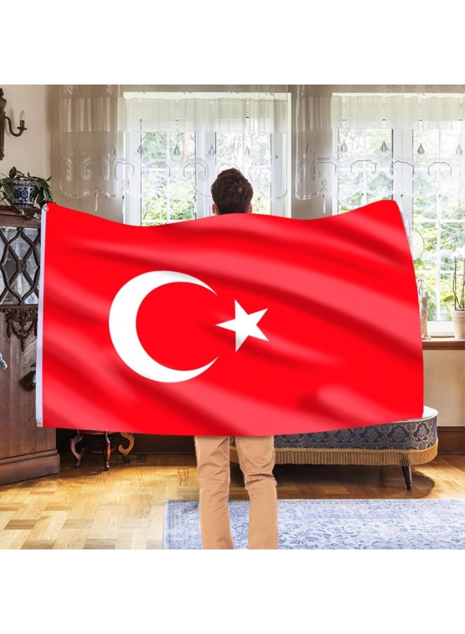 Turkey Flag 3×5 Ft – Polyester Banner with Grommets for Outdoor & FIFA World Cup 2026 Decor ⚽🇹🇷 - Image 5