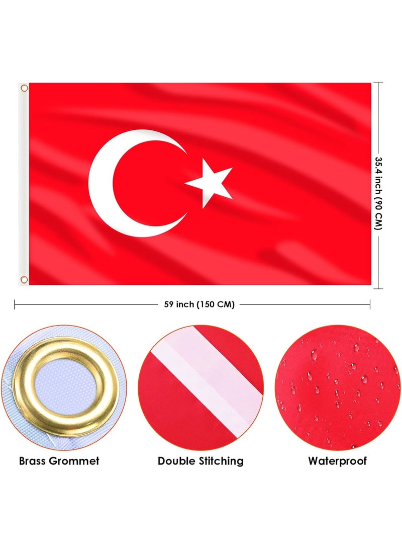 Turkey Flag 3×5 Ft – Polyester Banner with Grommets for Outdoor & FIFA World Cup 2026 Decor ⚽🇹🇷 - Image 4