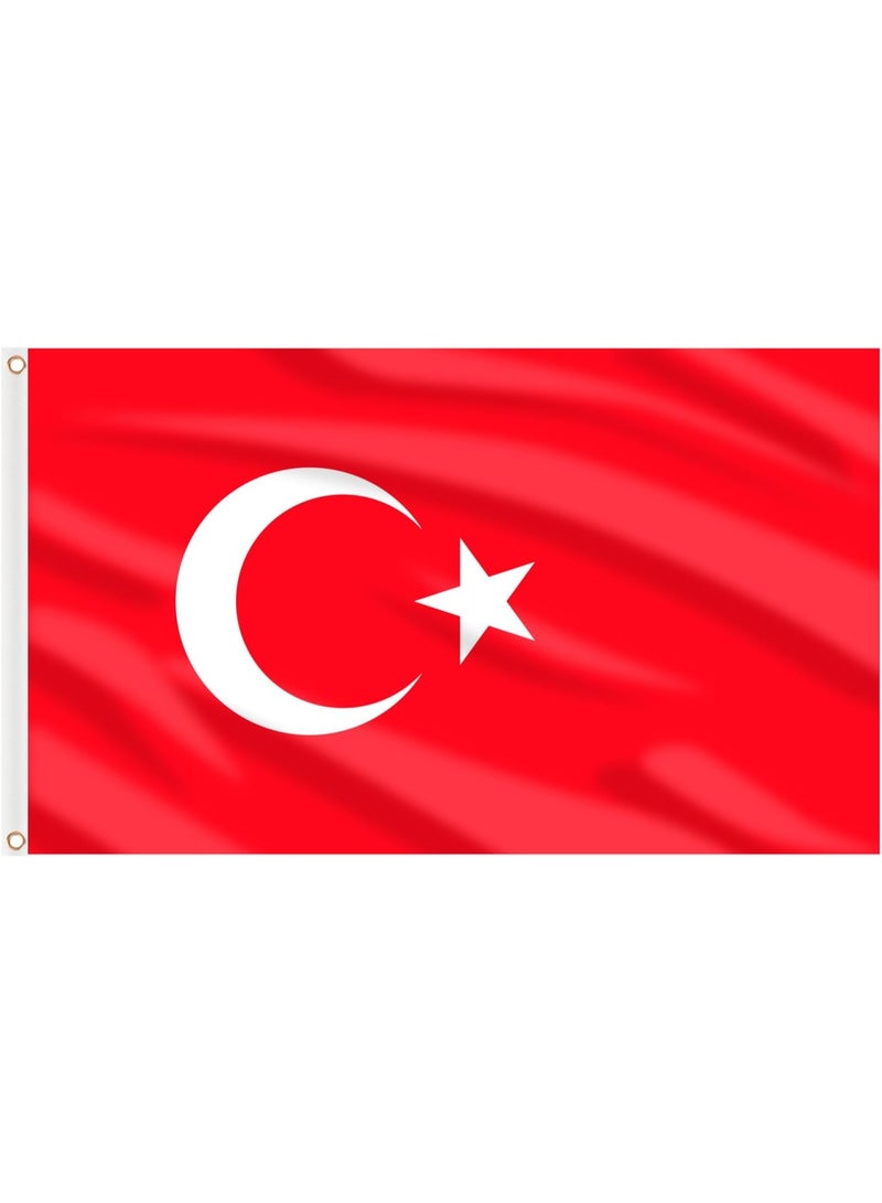 Turkey Flag 3×5 Ft – Polyester Banner with Grommets for Outdoor & FIFA World Cup 2026 Decor ⚽🇹🇷 - Image 1