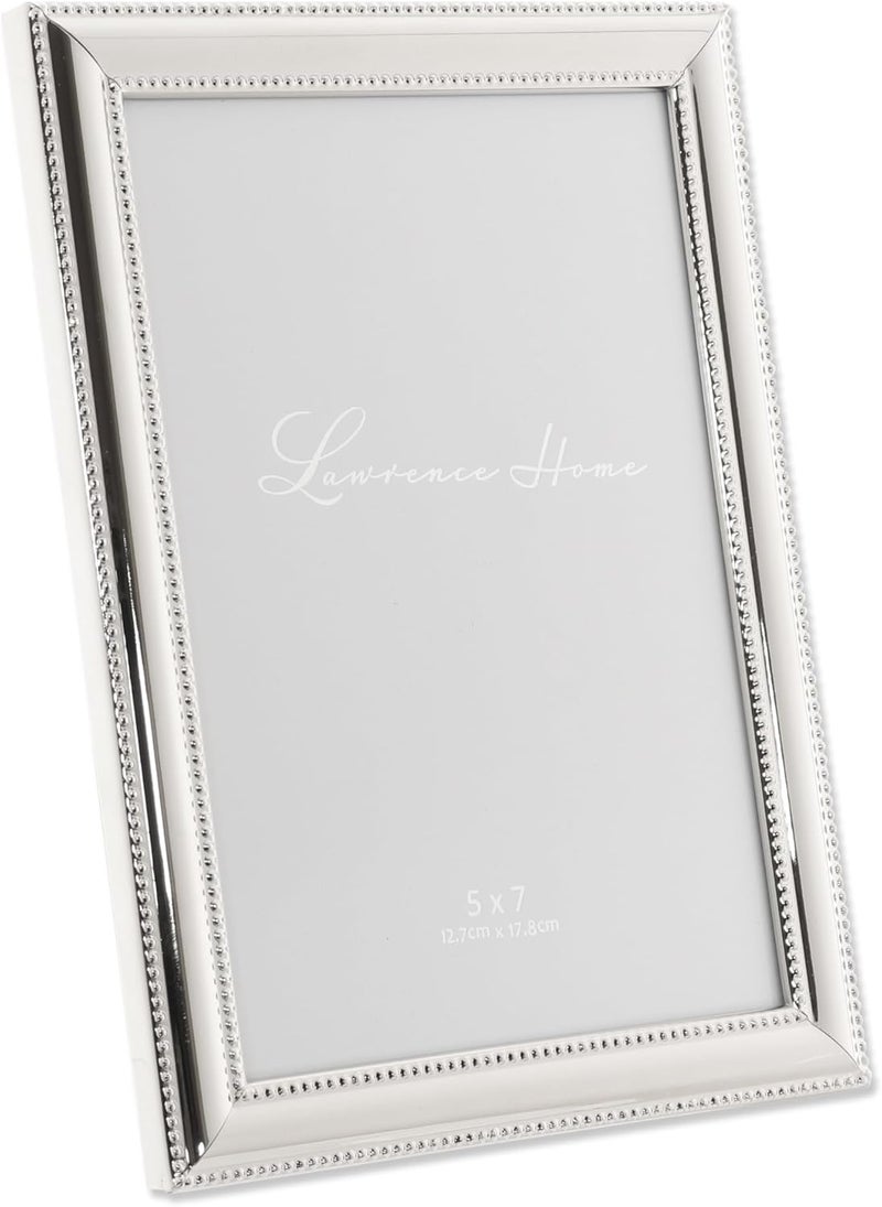Lawrence Frames 510757 Metal Picture Frame Silver-Plate with Delicate Beading, 5 by 7-Inch - Image 3