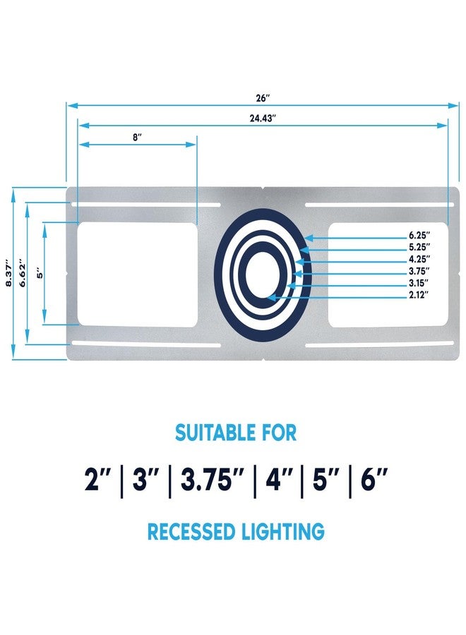 Luxrite New Construction Rough-in Bracket Mounting Plate, 2-3-3.75-4-5-6 Inch Recessed Light, Galvanized Steel, Round Hole Sizes, Shallow Retrofit LED Downlight with Junction Box Housing (4 Pack) - Image 2