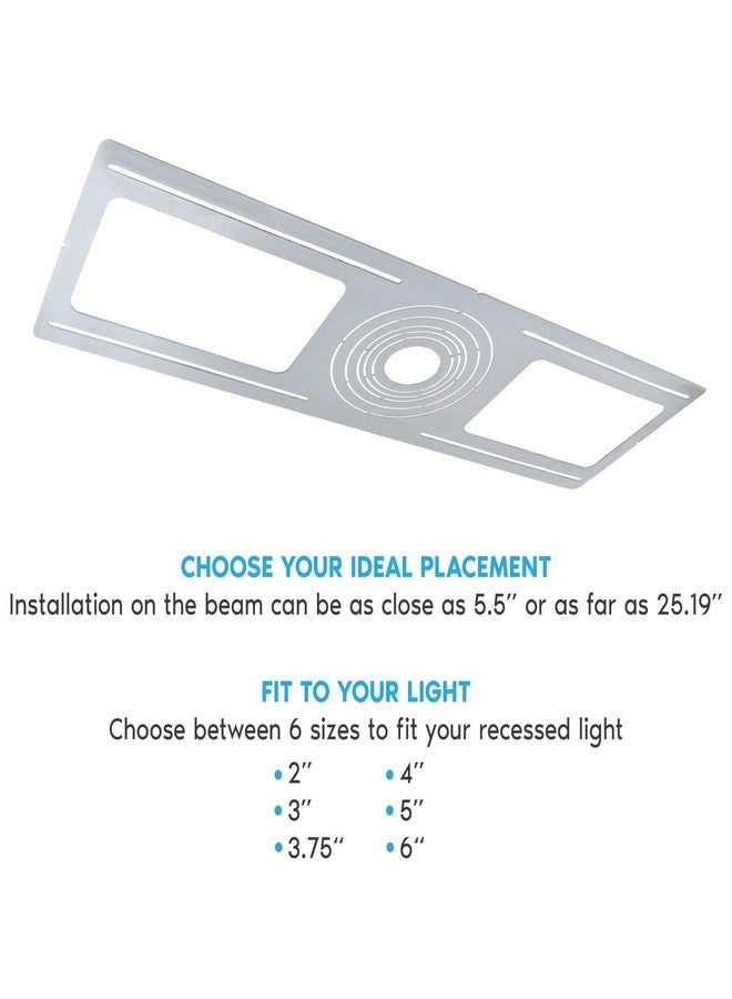 Luxrite New Construction Rough-in Bracket Mounting Plate, 2-3-3.75-4-5-6 Inch Recessed Light, Galvanized Steel, Round Hole Sizes, Shallow Retrofit LED Downlight with Junction Box Housing (4 Pack) - Image 3