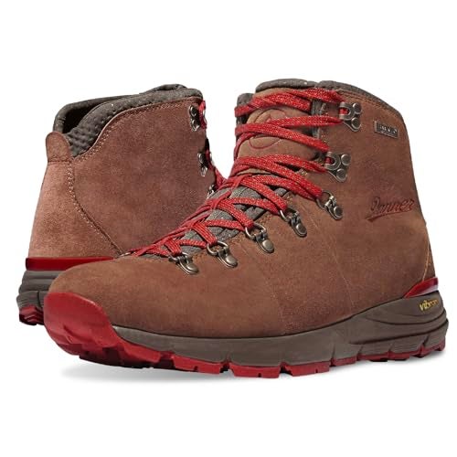 Danner Mountain 600 Waterproof Hiking Boots for Men - Lightweight, Durable Upper, Breathable Lining, Triple-Density Footbed & Vibram Traction Outsole, Brown/Red - 12 D - Image 1