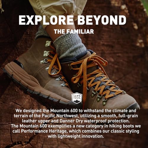 Danner Mountain 600 Waterproof Hiking Boots for Men - Lightweight, Durable Upper, Breathable Lining, Triple-Density Footbed & Vibram Traction Outsole, Brown/Red - 12 D - Image 5
