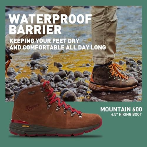 Danner Mountain 600 Waterproof Hiking Boots for Men - Lightweight, Durable Upper, Breathable Lining, Triple-Density Footbed & Vibram Traction Outsole, Brown/Red - 12 D - Image 2