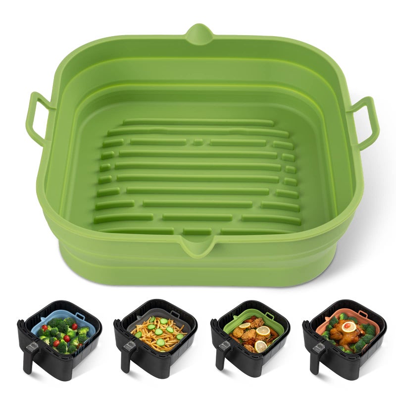 Loveuing Silicone Air Fryer Liners Square  Reusable Airfryer Silicone Basket  Easy to Clean Air Fryers Silicone Pot for 58 to 8 Qt Air Fryer Baking Tray Oven Accessories 85 Inch Large