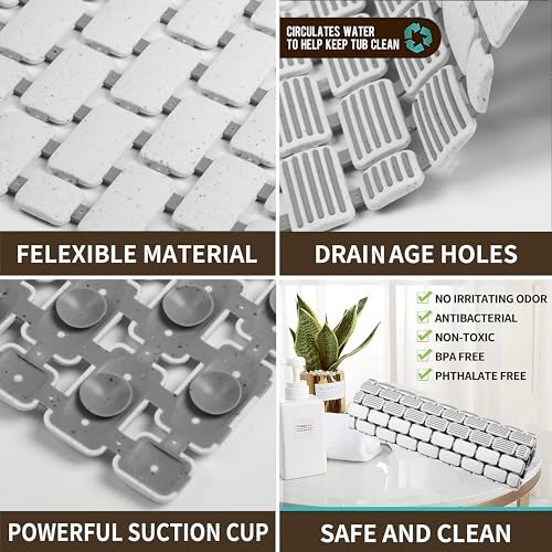 ADTALA Comfy Shower Mat with Suction Cups and Drain Holes, Non Slip, Anti Skid Plastic Bath Mat of PVC Rubber, 27x16 Inch, Best Foot mats for Walk-in Showers Mats - Image 4