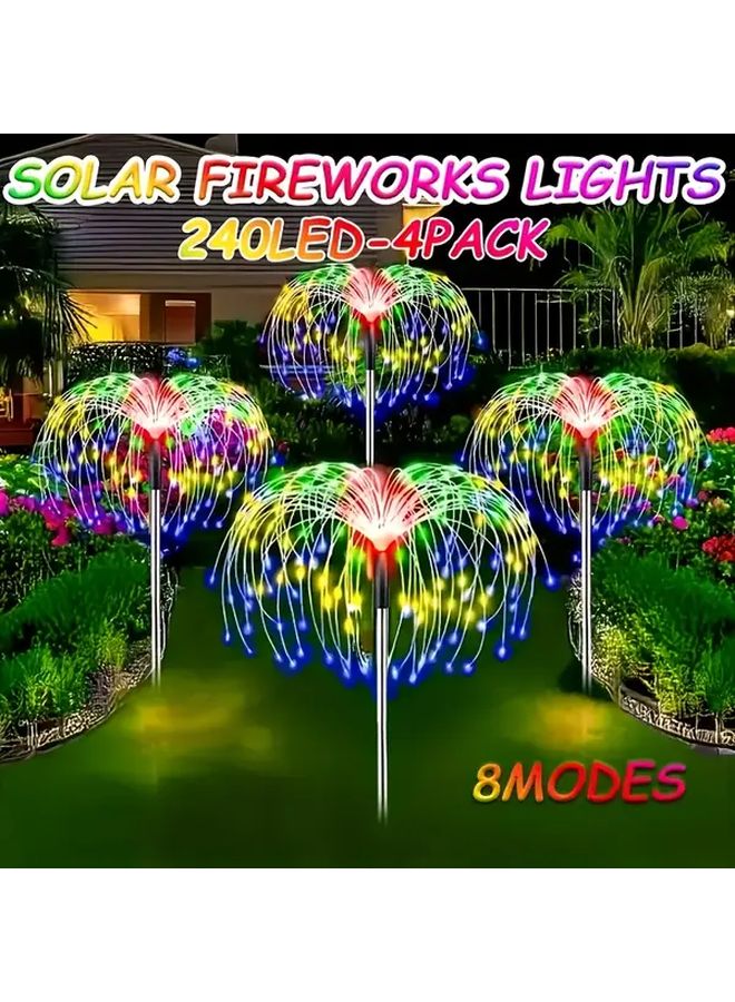4 قطع 240 مصباح LED متعدد الألوان أضواء الحديقة الشمسية 8 أوضاع استشعار ذكي ديكور خارجي - Image 1