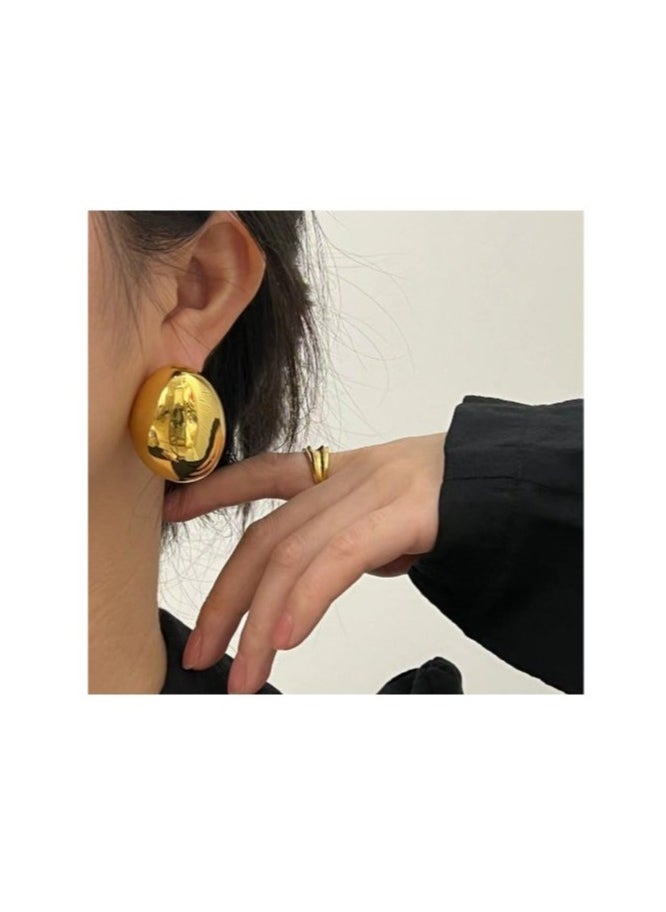 PEI  AN High-End Light Luxury c-Shaped Niche Metal Heavy Industry Retro Trend European And American 2025 New Design Temperament Earrings  - Image 1