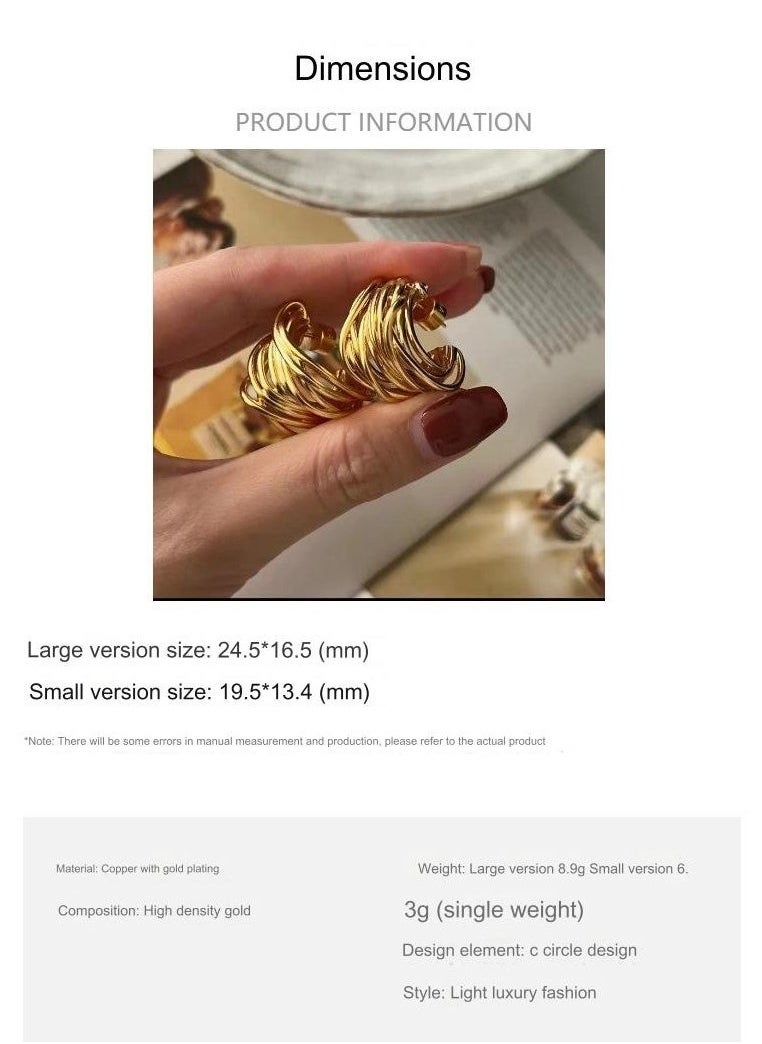 PEI  AN High-End Light Luxury c-Shaped Niche Metal Heavy Industry Retro Trend European And American 2025 New Design Temperament Earrings  - Image 3