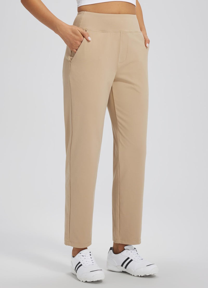 Libin Womens Casual Travel Pants Stretchy Golf Ankle Pants 7/8 Dress Pant Slacks Athletic Workout Sweatpants with 4 Pockets Khaki XL - Image 2