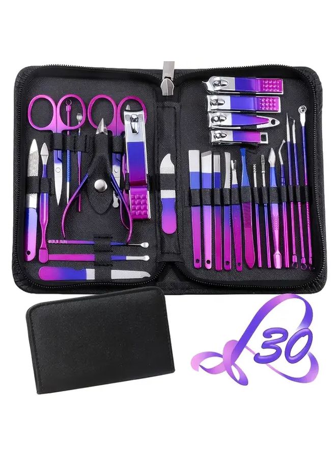 30 قطعة من مجموعة مقصات أظافر ستانلس ستيل، مجموعة مانيكير وباديكير احترافية، اللون SET098 - Image 1