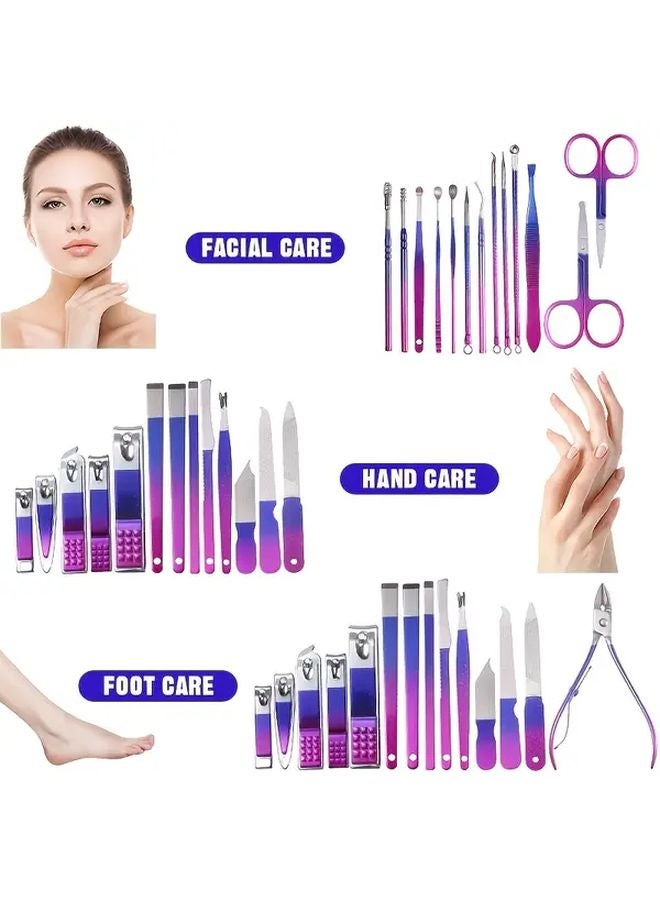 30 قطعة من مجموعة مقصات أظافر ستانلس ستيل، مجموعة مانيكير وباديكير احترافية، اللون SET098 - Image 3