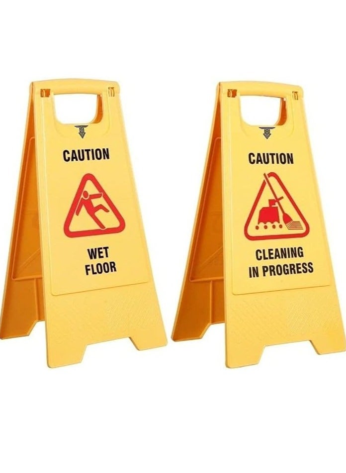 مخطوطات تحذير علامات التحذير من الأرضيات المبللة لوحة تحذير صفراء على الوجهين للاستخدام التجاري، ولافتات السلامة على الأرضيات المبللة والتنظيف قيد التقدم - Image 2