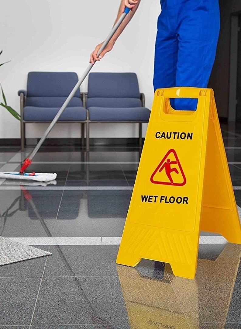 مخطوطات تحذير علامات التحذير من الأرضيات المبللة لوحة تحذير صفراء على الوجهين للاستخدام التجاري، ولافتات السلامة على الأرضيات المبللة والتنظيف قيد التقدم - Image 5