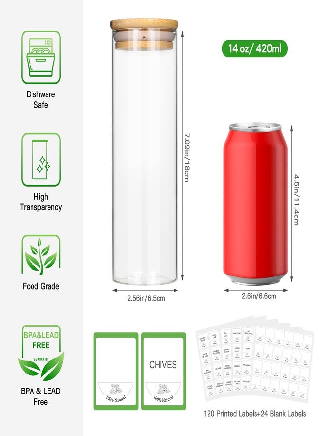 STARSIDE 14 oz Glass Jars with Bamboo Lids, Set of 10 Empty Spice Jars with LabelsSpice Containers,Airtight Food Storage Container,Glass Seasoning Organizer,Borosilicate Glass Canisters Sets - Image 4