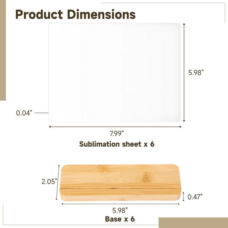6 Pcs Heat Transfer Aluminum Blanks With Wooden Stands, 7.99 X 5.98 Inches, Perfect For Photo Decoration - Image 4