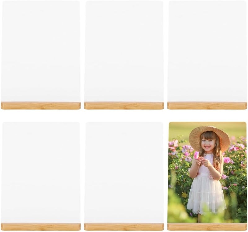 6 Pcs Heat Transfer Aluminum Blanks With Wooden Stands, 7.99 X 5.98 Inches, Perfect For Photo Decoration - Image 1