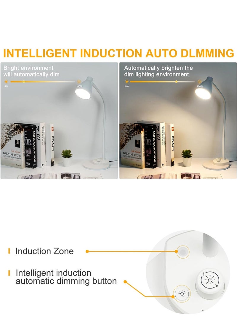 LOOPITYS LED Desk Lamp,3 Color Modes,Table Lamp for Bedside with USB Charging Port,Flexible Gooseneck Task Lamp Auto Dimming for Reading Study(Black,Adapter Include)  - Image 2