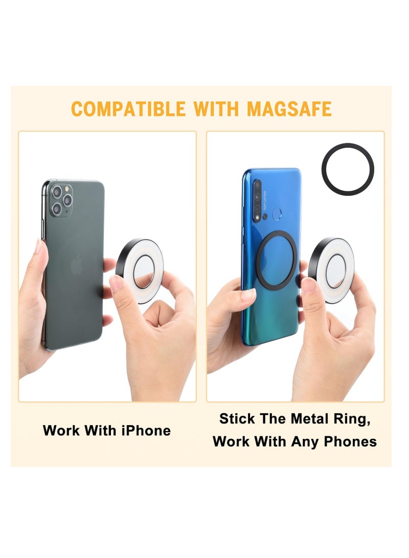 Excefore Magnetic Ring Light for Phone , LED Phone Light with Clip, Magnetic Back Selfie Light for iPhone and Android, Rechargeable LED Selfie Ring Light for Makeup, Video Conference, Camera, TikTok, Black - Image 2