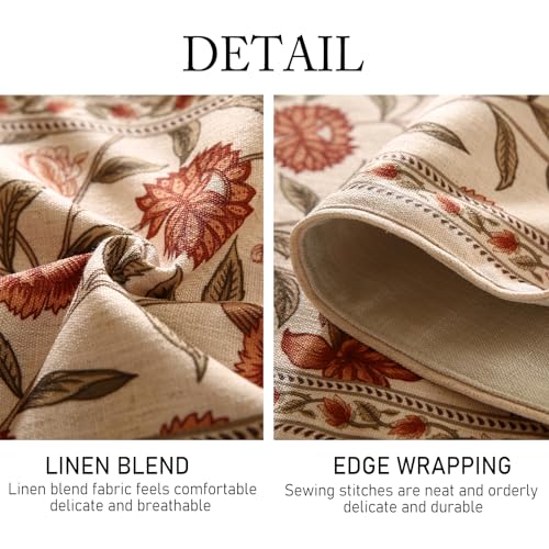 ISAENNE Designer Elegant Linen Table Runner 102 Inches Long,Vintage Orange Floral Pattern Table Runners for Dining Tables,Kitchen Decor,Thanksgiving,Christmas,Banquet,12"*102"-Alvarado A - Image 5