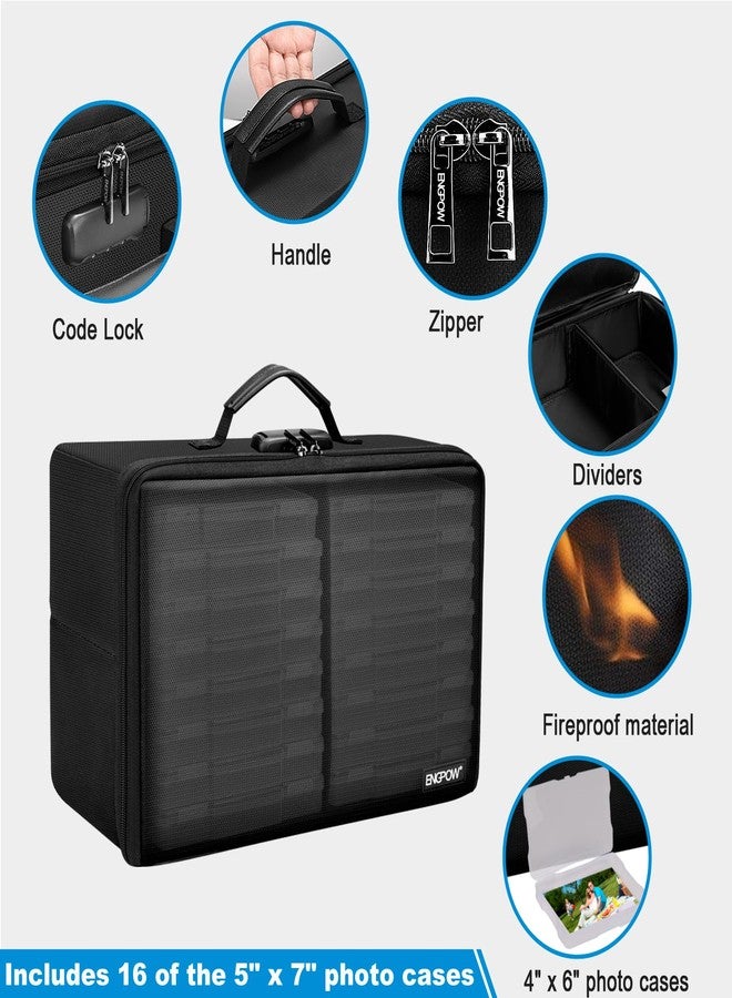 ENGPOW Fireproof Photo Storage Box 5" x 7" Photo Case(Clear),16 Inner Photo Keeper Organizer with Lock, Collapsible Portable Acid-Free Photo Storage Container with Handle for Picture, Valuables - Image 5