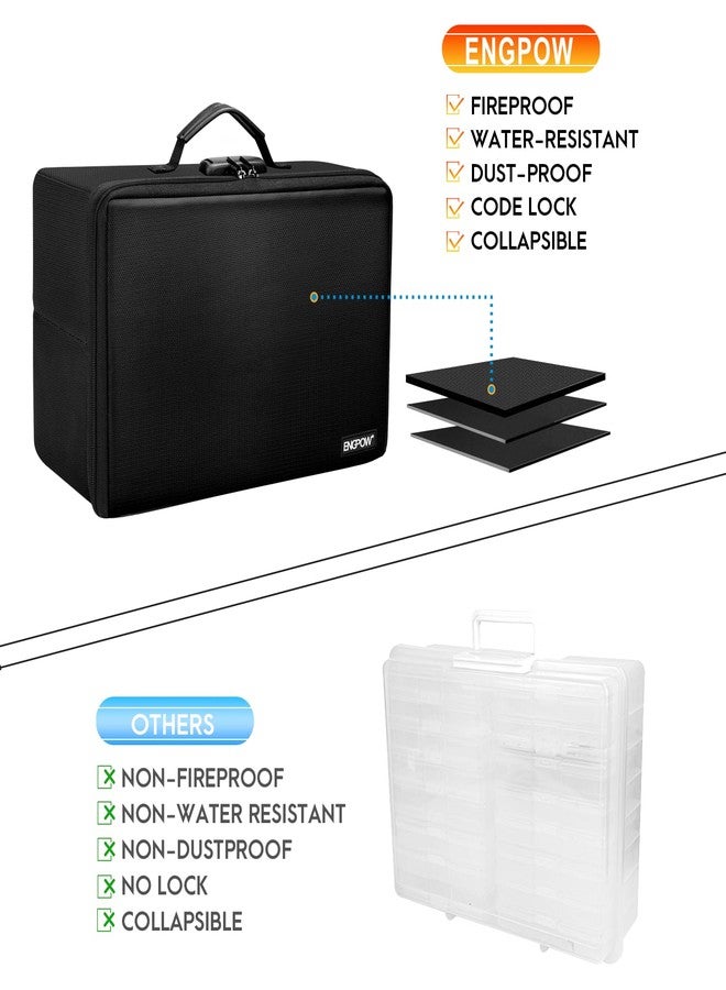 ENGPOW Fireproof Photo Storage Box 5" x 7" Photo Case(Clear),16 Inner Photo Keeper Organizer with Lock, Collapsible Portable Acid-Free Photo Storage Container with Handle for Picture, Valuables - Image 3