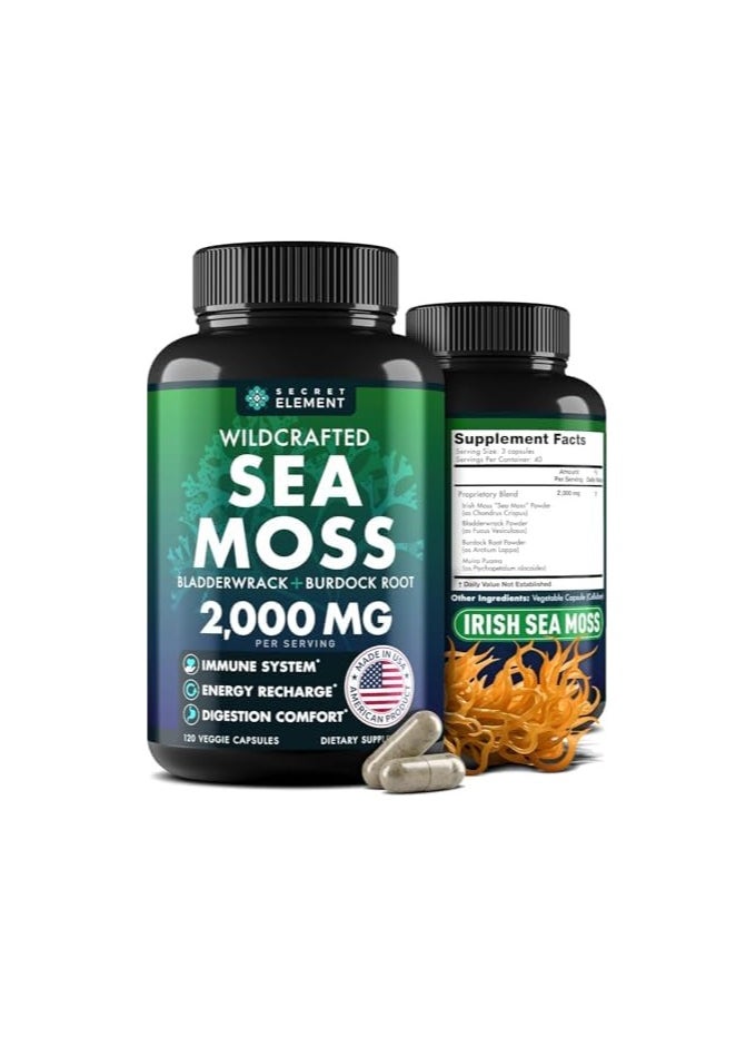 SECRET ELEMENT - Organic Sea Moss 2000mg 120 Capsules - Image 1