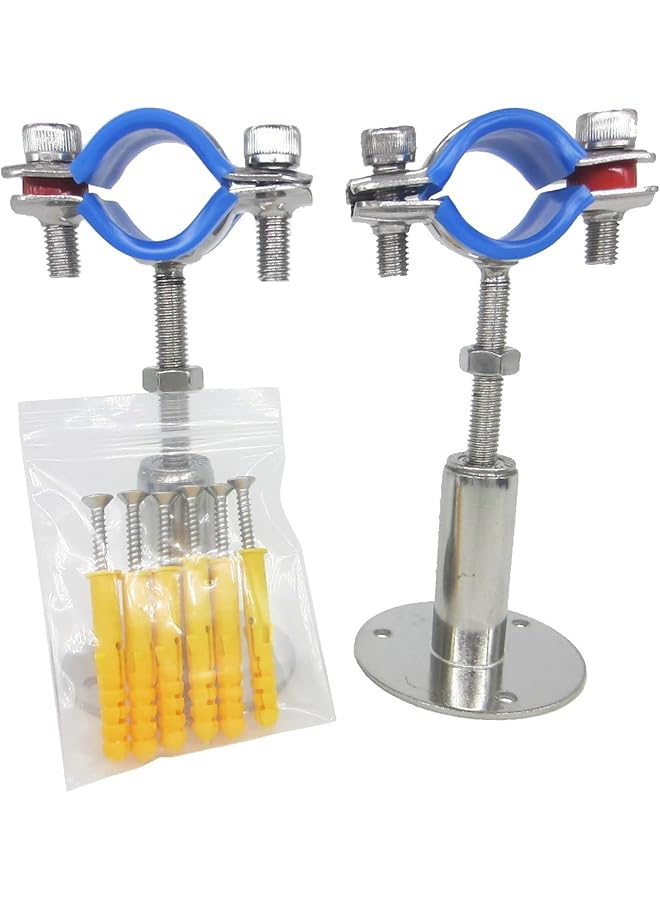 promass 2PCS,Stainless Steel Wall Mount Ceiling Mount Pipe Supports, Adjustable Pipe Bracket Clamp Pipe Strap for Pipe Tube (Size : 19-22) - Image 1