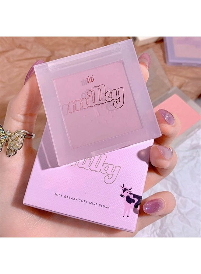 SURORAIN Blush Palette, Milk Galaxy Soft Mist Blush Monochrome Blush Palette Matte Vitality Nude Makeup Rouge Repair Blush Portable Daily Light Makeup Pink Tender Girl Beautiful Woman (Taro paste) - Image 5