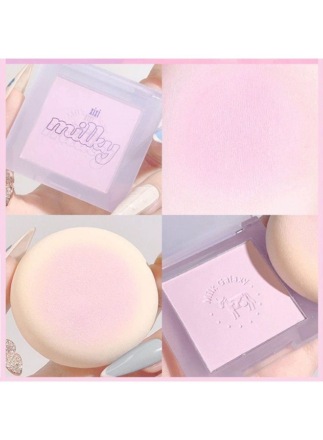 SURORAIN Blush Palette, Milk Galaxy Soft Mist Blush Monochrome Blush Palette Matte Vitality Nude Makeup Rouge Repair Blush Portable Daily Light Makeup Pink Tender Girl Beautiful Woman (Taro paste) - Image 2