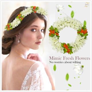 ZAINY 6 Pack Marigold White Mogra Artificial Gajra for Hair Indian Bun Braid  Traditional Veni  Gajra Bracelet Jasmine Flowers  Bridal Hair Accessories for Women  Wedding Flower  Floral Girl Accessory - Image 5