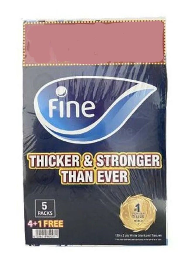 Fine Facial Tissue, 2 Ply, 130 Pcs, 5X130'S 