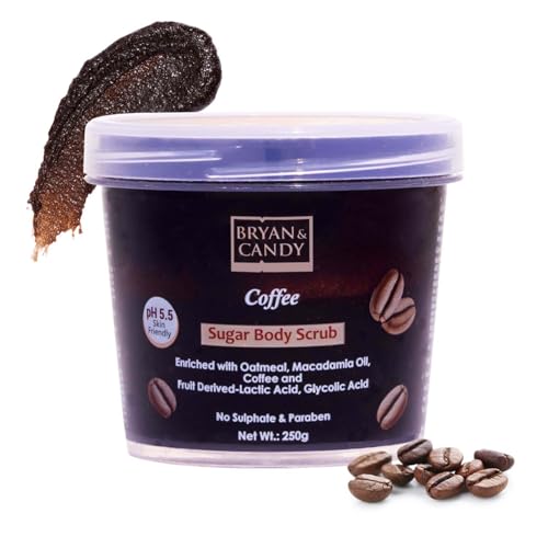 BRYAN  CANDY Bryan & Candy Coffee Sugar Body Scrub PH 5.5 For Tan Removal & Exfoliation|For Women & Men|Enriched with Coffee, Macadamia and Argan oil|Removes Dirt & Dead Skin from Neck, Knees, Elbows & Arms - 250g - Image 1