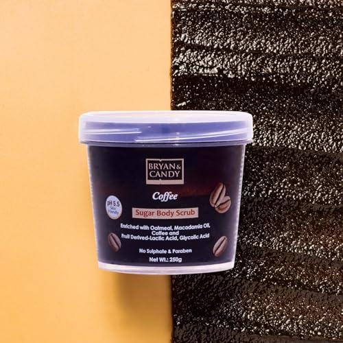 BRYAN  CANDY Bryan & Candy Coffee Sugar Body Scrub PH 5.5 For Tan Removal & Exfoliation|For Women & Men|Enriched with Coffee, Macadamia and Argan oil|Removes Dirt & Dead Skin from Neck, Knees, Elbows & Arms - 250g - Image 2