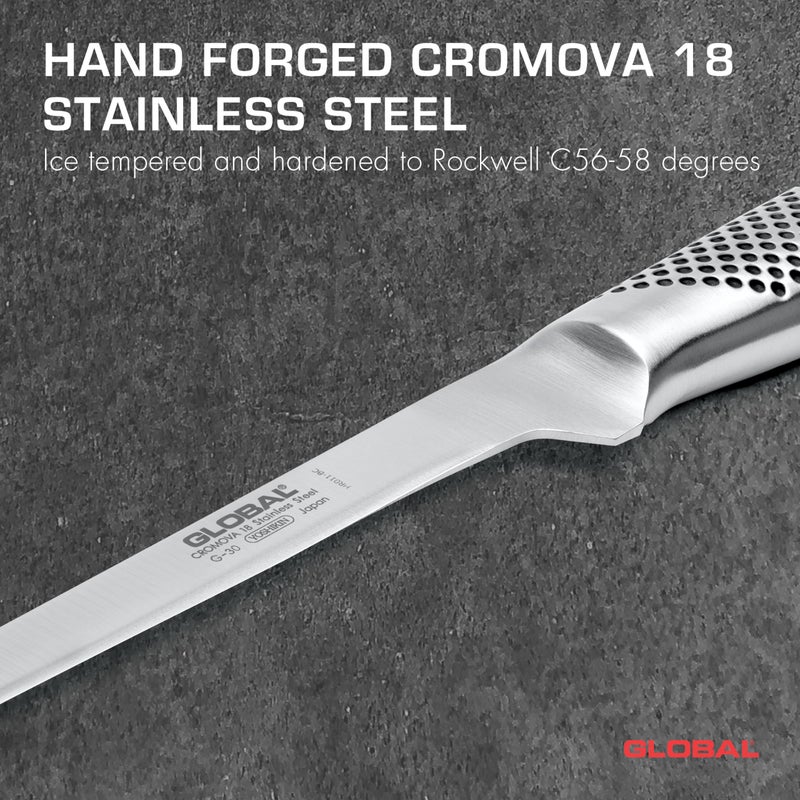 Global 8 inch Flexible Swedish Fillet Knife - Lightweight Japanese Stainless Steel, Razor-Sharp Edge, Made in Japan, G-30 - Image 2
