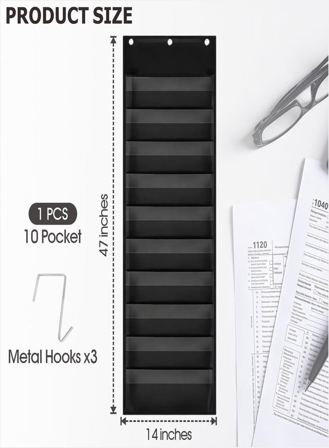 BEMAXYE Classroom 10-Pocket Chart Hanging File Organizer, Over The Door Wall Mounted Homework Folder Holder with 3 Hanging Hooks for Teacher School Office Storage - Image 2