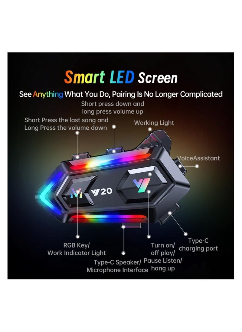 Bluetooth Motorcycle Helmet Headset with RGB Lights, Dual Noise Cancellation, Strong Bass, IPX6 Waterproof Speakers, Compatible with All Helmet Types. - Image 2