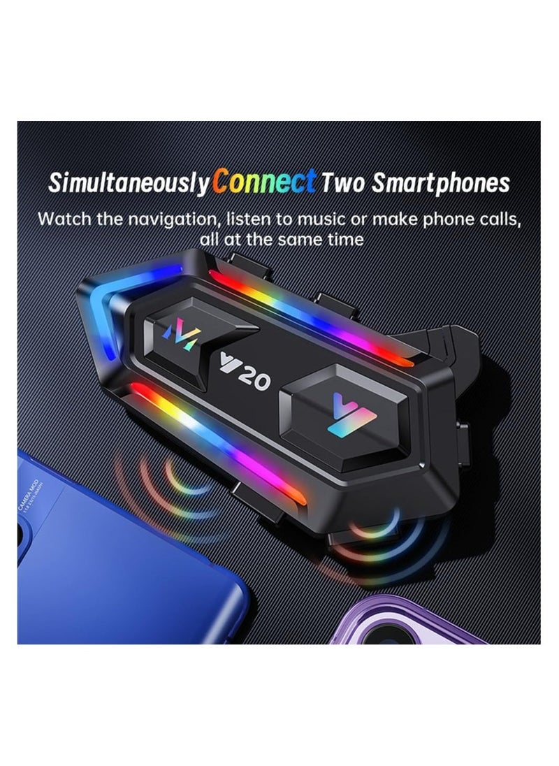 Bluetooth Motorcycle Helmet Headset with RGB Lights, Dual Noise Cancellation, Strong Bass, IPX6 Waterproof Speakers, Compatible with All Helmet Types. - Image 4