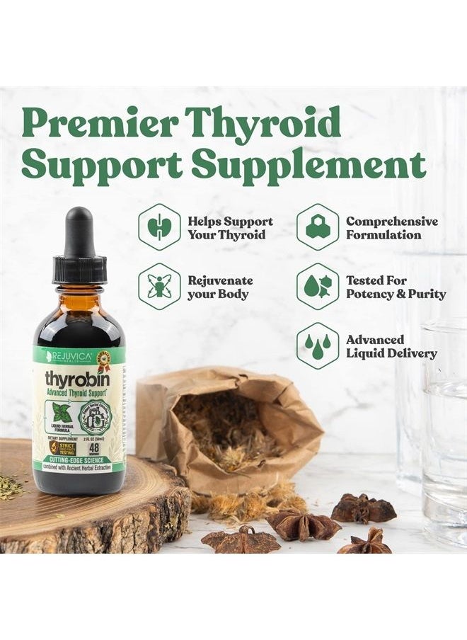 Rejuvica Health - Thyrobin - Advanced Thyroid Support Supplement - Liquid Delivery for Better Absorption - Iodine, Stinging Nettle, Kelp, Astragalus, Ashwagandha & More! - Image 1