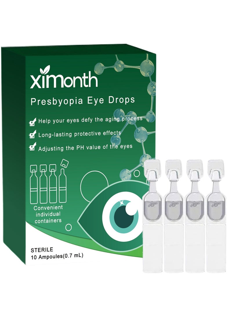 ximonth Presbyopia Eye Drops 10 Pack of 0.7ml Relief Solution for Dry, Tired Eyes, Soothing Eye Drops to Alleviate Eye Fatigue, Itching, & Blurred Vision, Hydrating Formula for Comprehensive Eye Care  - Image 1