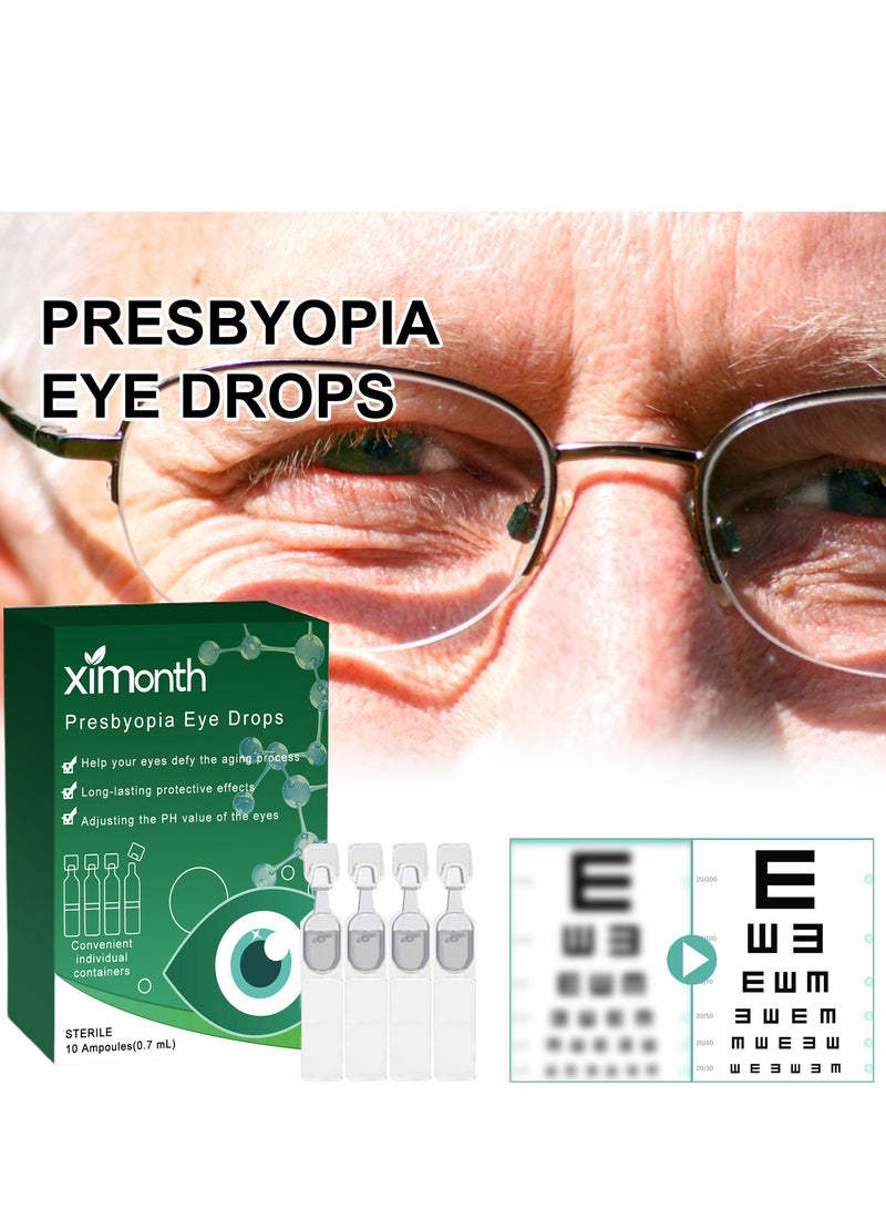 ximonth Presbyopia Eye Drops 10 Pack of 0.7ml Relief Solution for Dry, Tired Eyes, Soothing Eye Drops to Alleviate Eye Fatigue, Itching, & Blurred Vision, Hydrating Formula for Comprehensive Eye Care  - Image 2