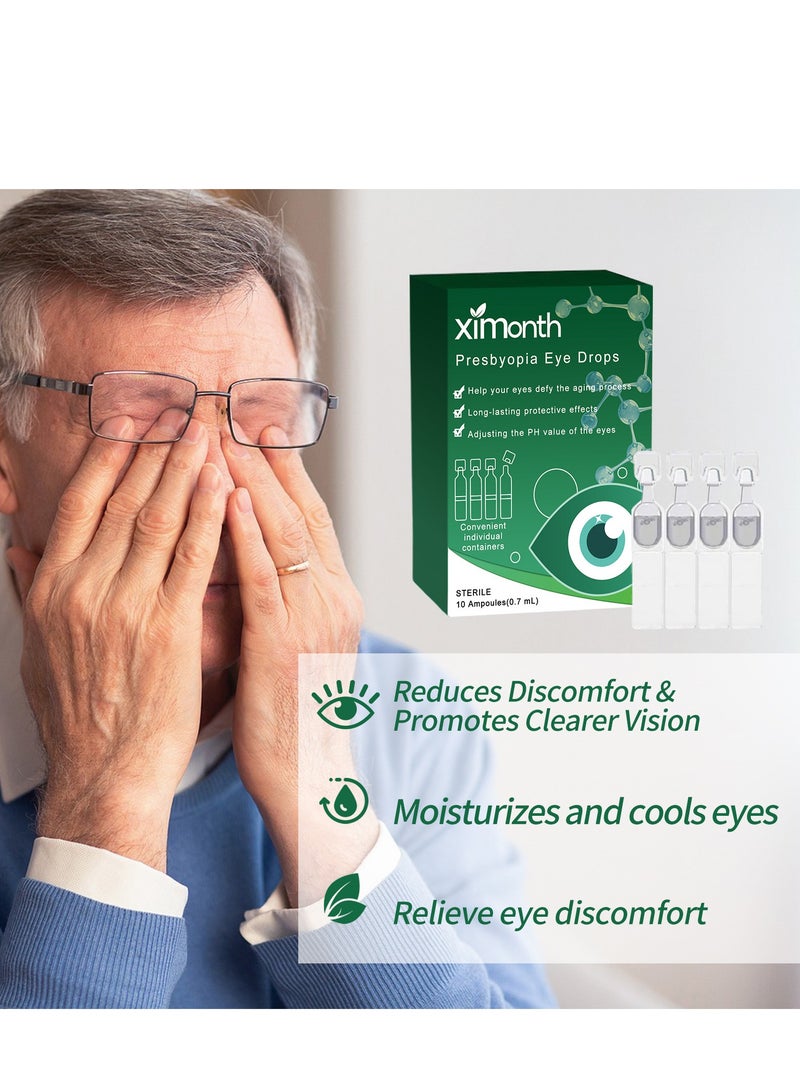 ximonth Presbyopia Eye Drops 10 Pack of 0.7ml Relief Solution for Dry, Tired Eyes, Soothing Eye Drops to Alleviate Eye Fatigue, Itching, & Blurred Vision, Hydrating Formula for Comprehensive Eye Care  - Image 5